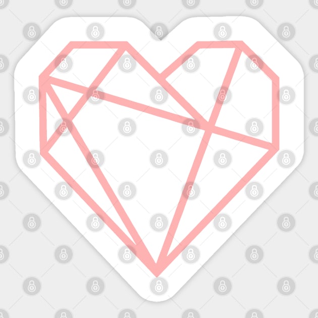 Pink Geometric Simple Heart On Chest Sticker by felixbunny